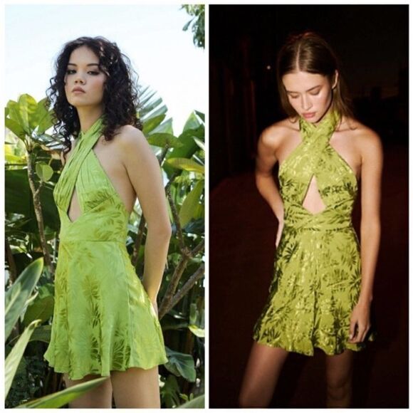 Free People Dresses & Skirts - Free People X Sau Lee Livi Satin Jacquard Mini Dress Size 0